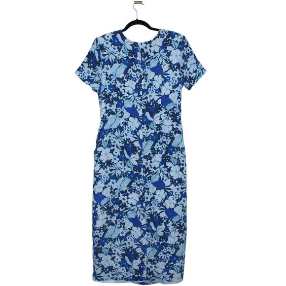 Vintage 100% Silk Appleseed’s Midi Wrap Dress Size 16 Floral Blue - Picture 6 of 9